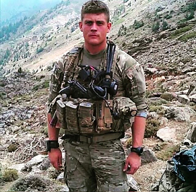 Cody Rose in combat kit in the mountains of Afghanistan with the U.S. Army